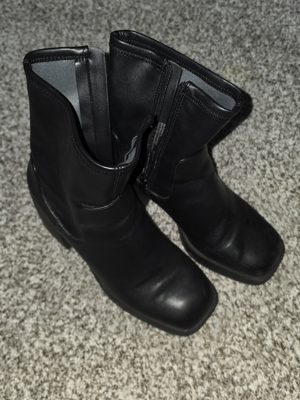 Black Chunky Heel Boots